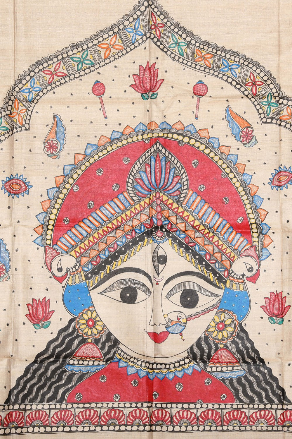 Image of Madhubani Hand-Painted Saree
