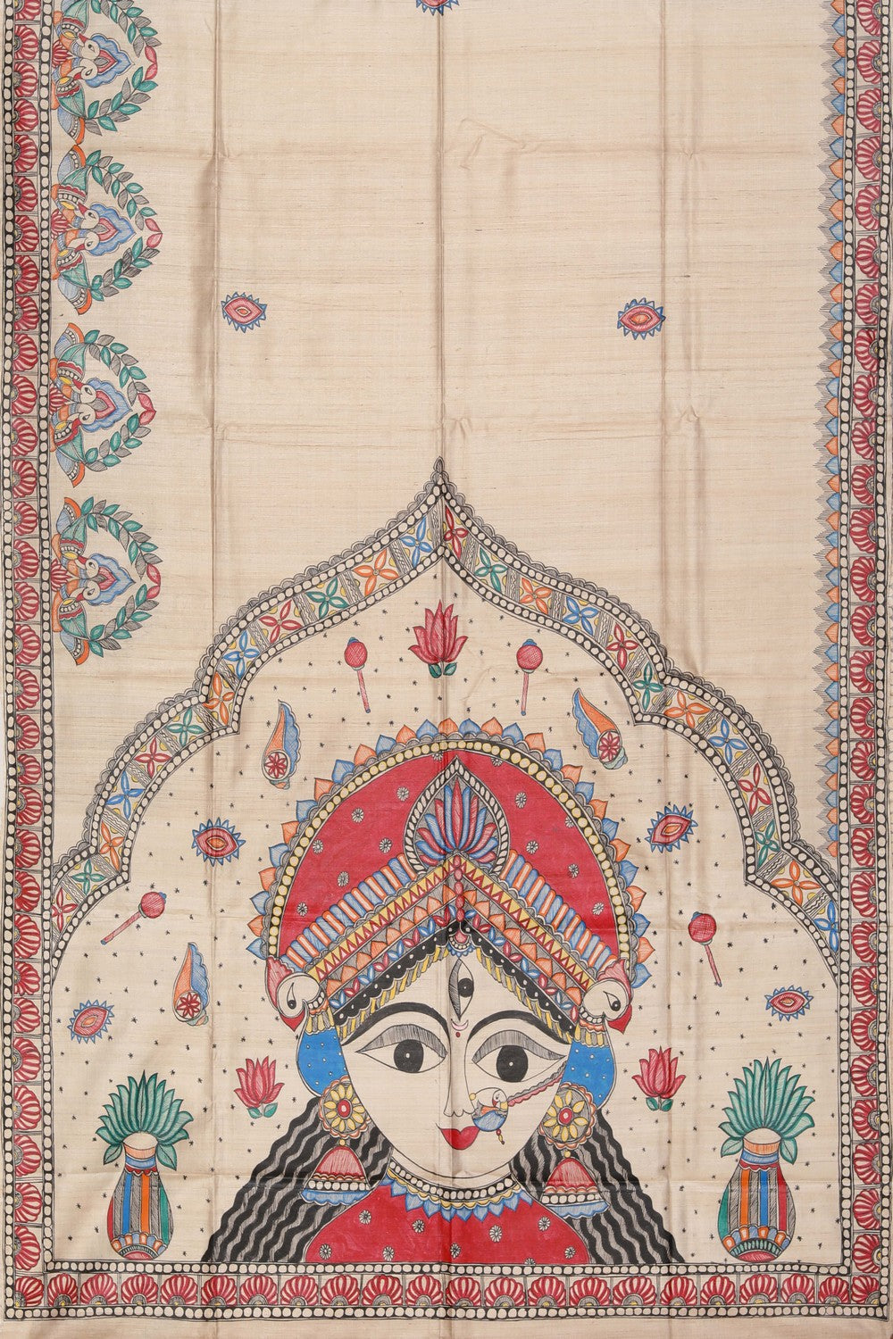 Image of Madhubani Hand-Painted Saree