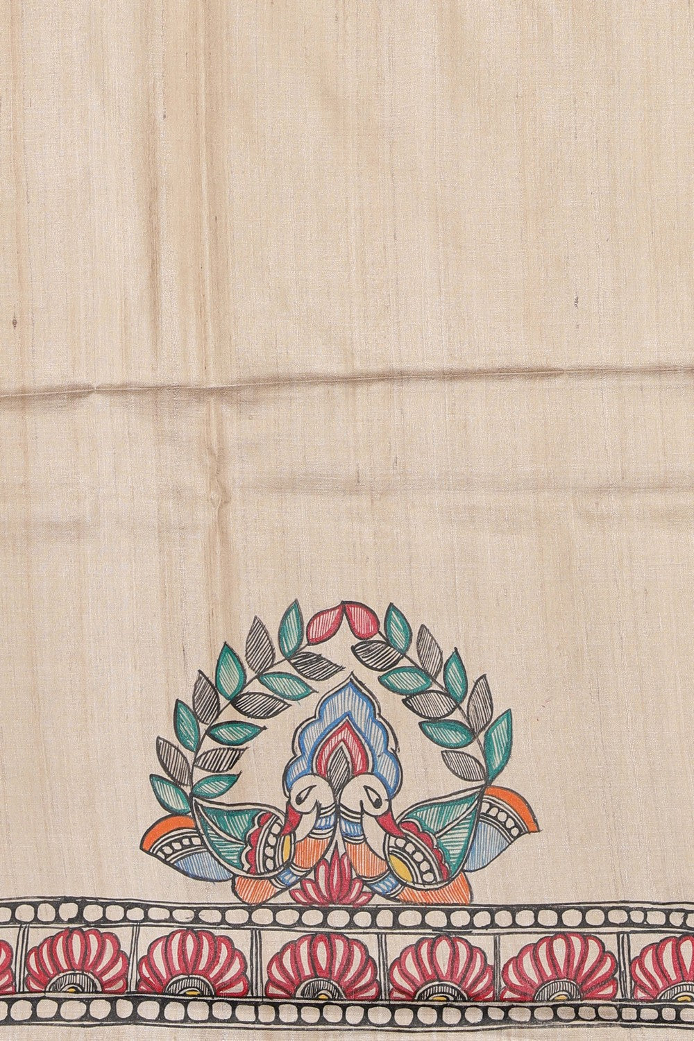 Image of Madhubani Hand-Painted Saree