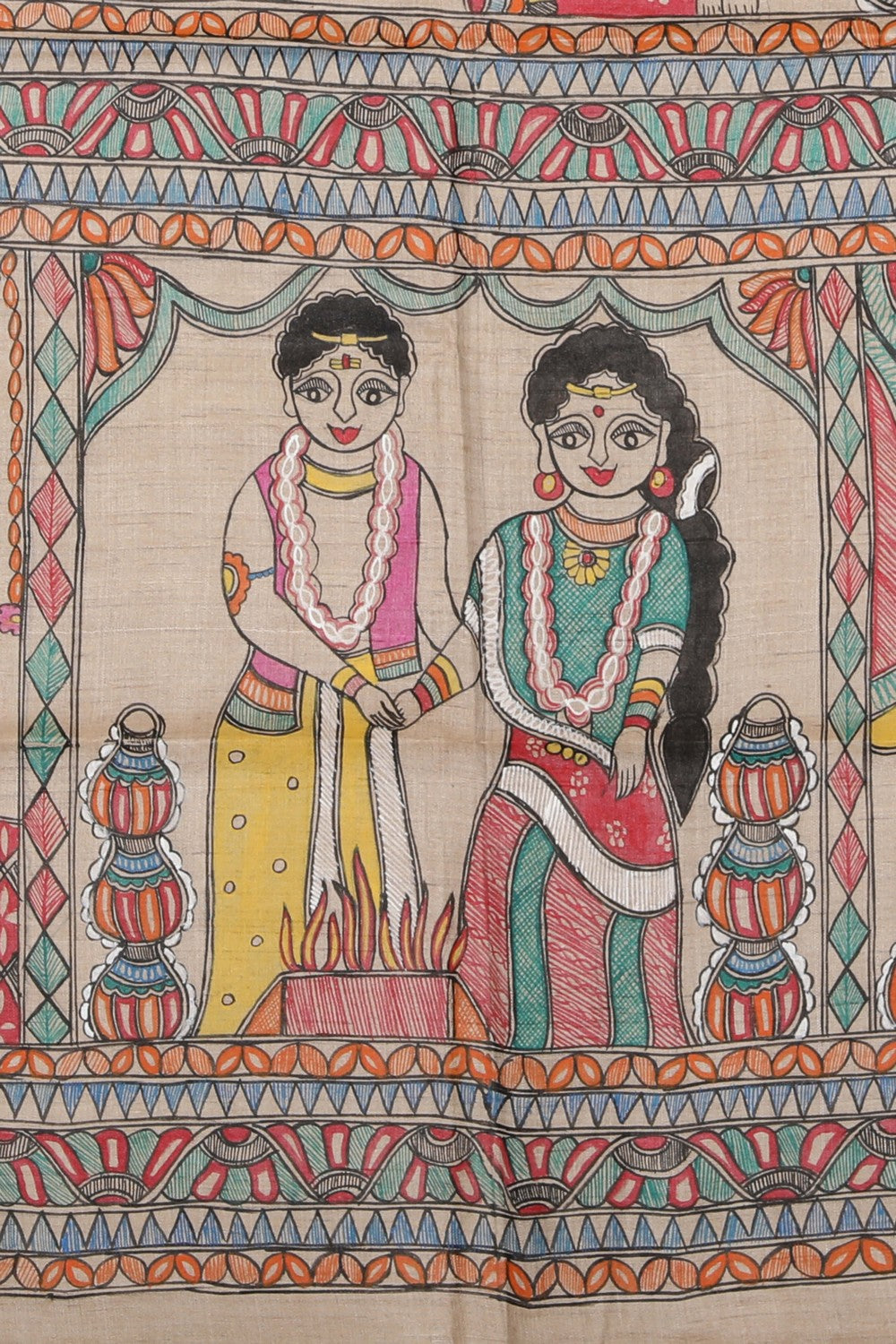 Madhubani Hand-Painted Saree