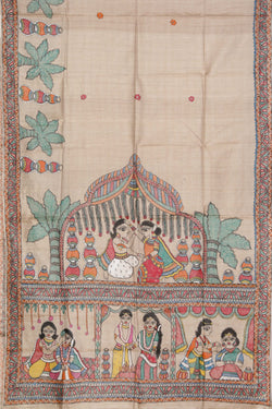 Image of Madhubani Hand-Painted Saree