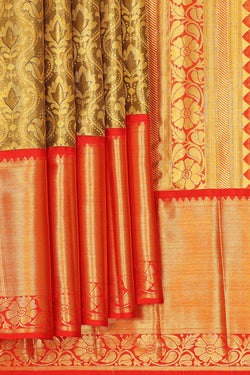 Image of Kanchipattu Brown Tissue Brocade Saree