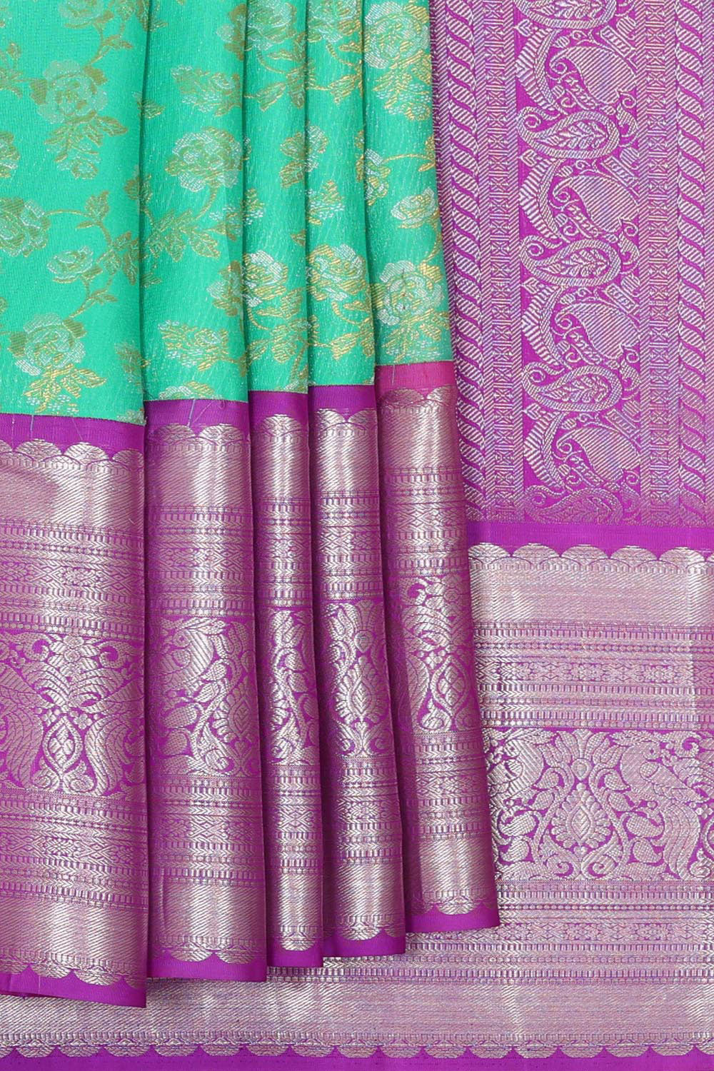 Kanchipattu Sea Green Brocade Saree