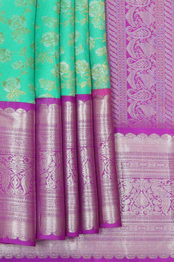 Image of Kanchipattu Sea Green Brocade Saree