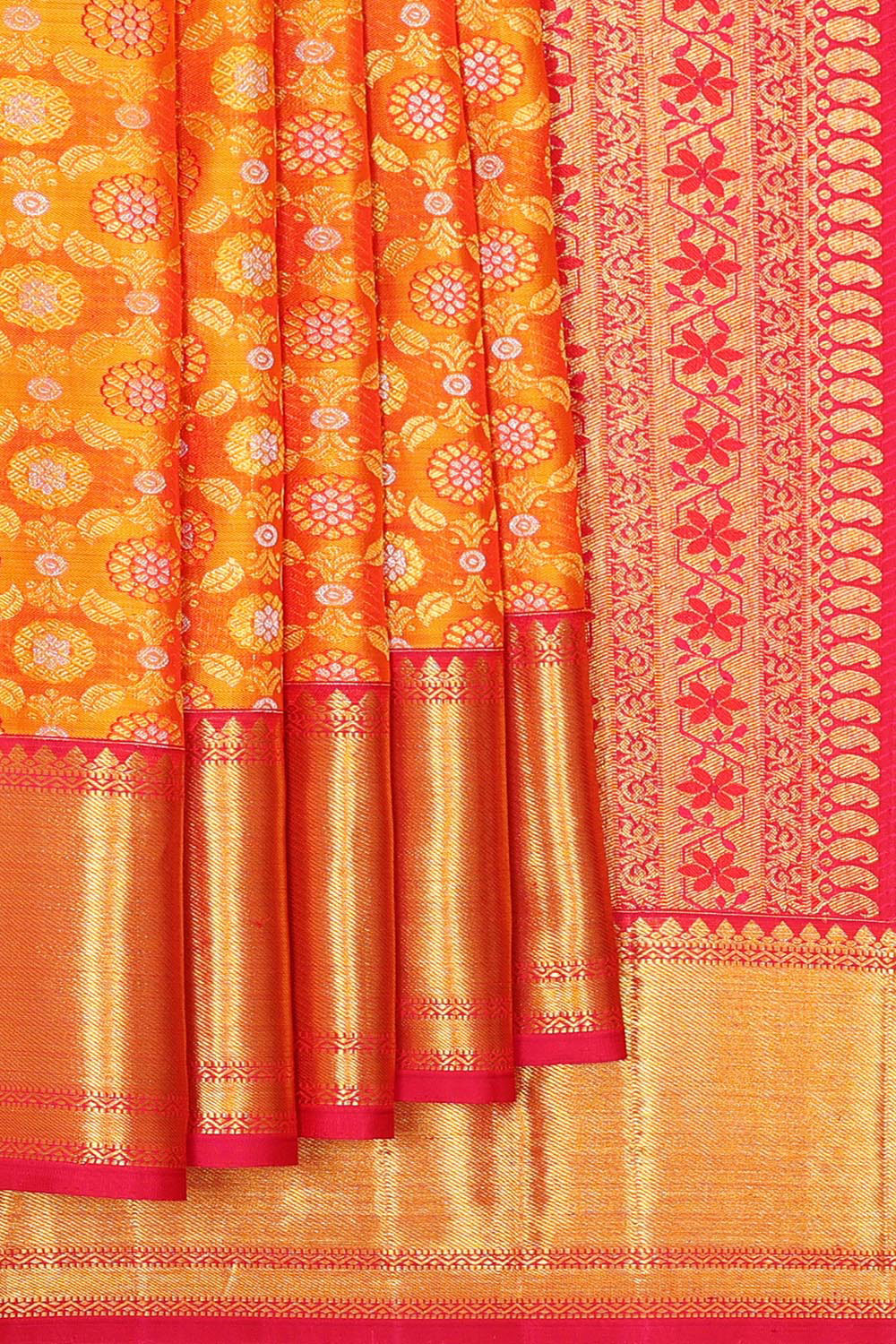 Kanchipattu Orange Brocade Saree