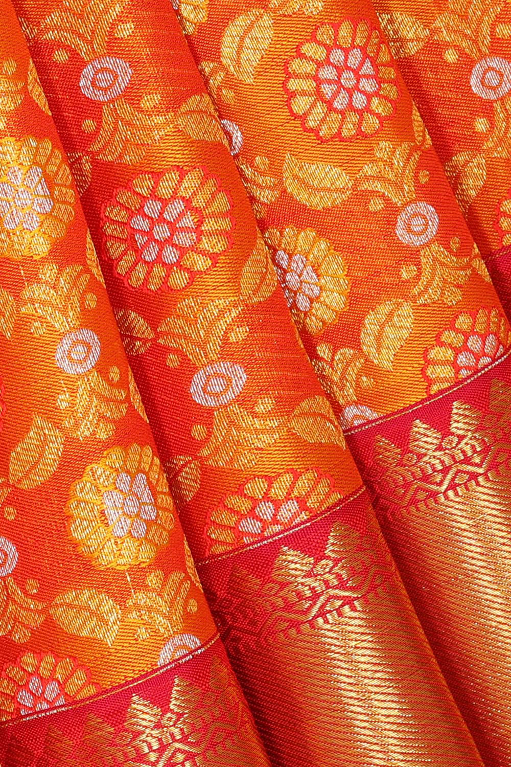 Kanchipattu Orange Brocade Saree