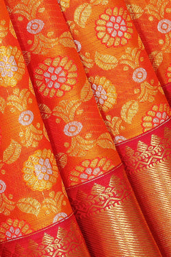 Image of Kanchipattu Orange Brocade Saree