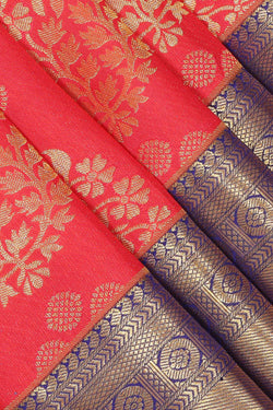 Image of Kanchipattu Dark Peach Brocade Saree