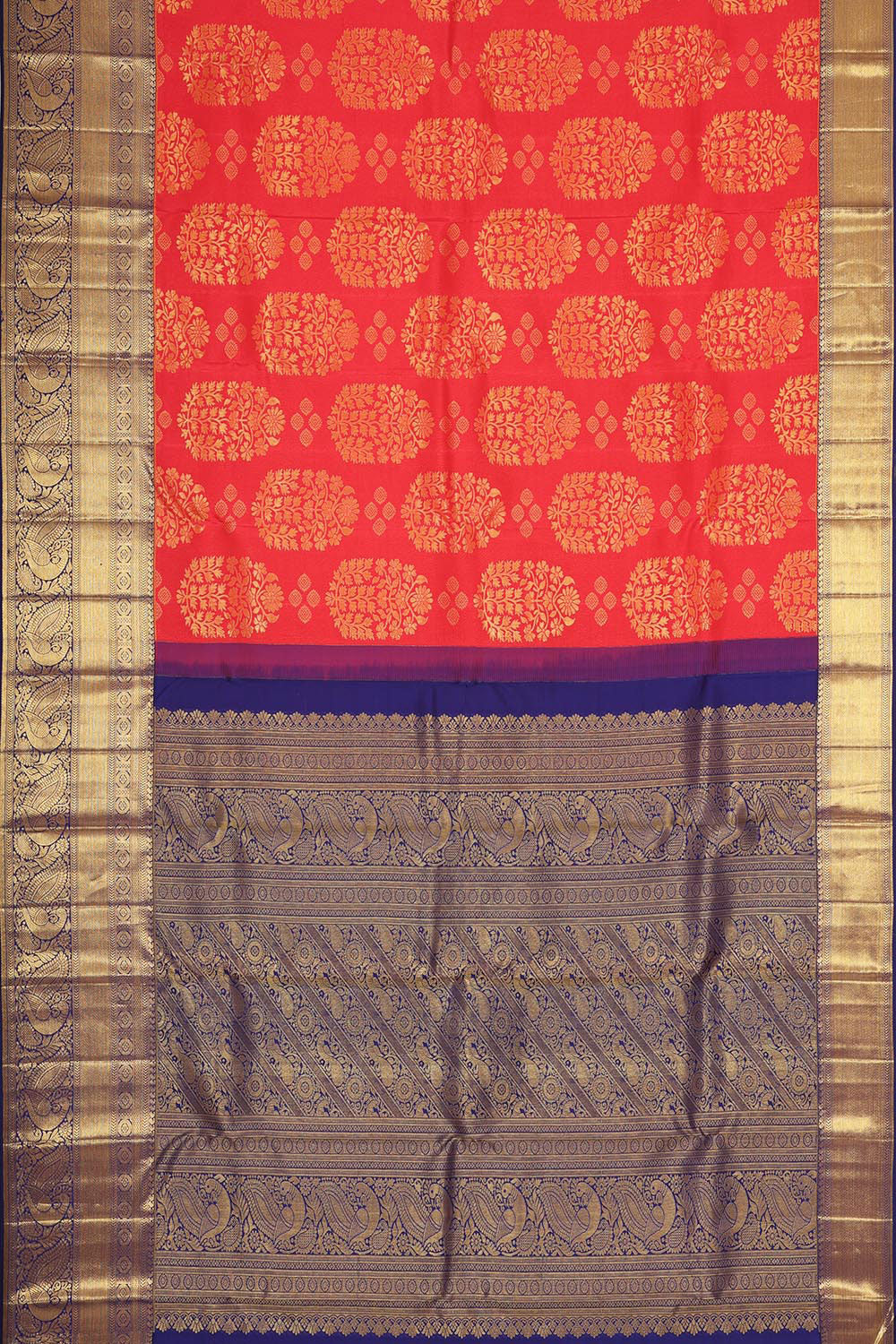 Kanchipattu Dark Peach Brocade Saree