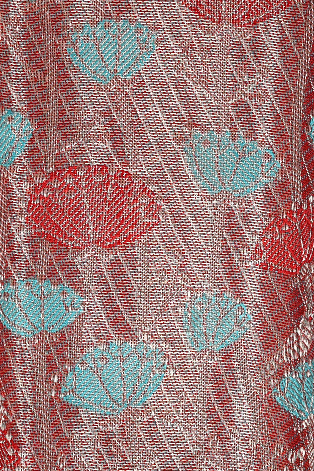 Image of Kanchipattu Onion Red Tissue Brocade Saree