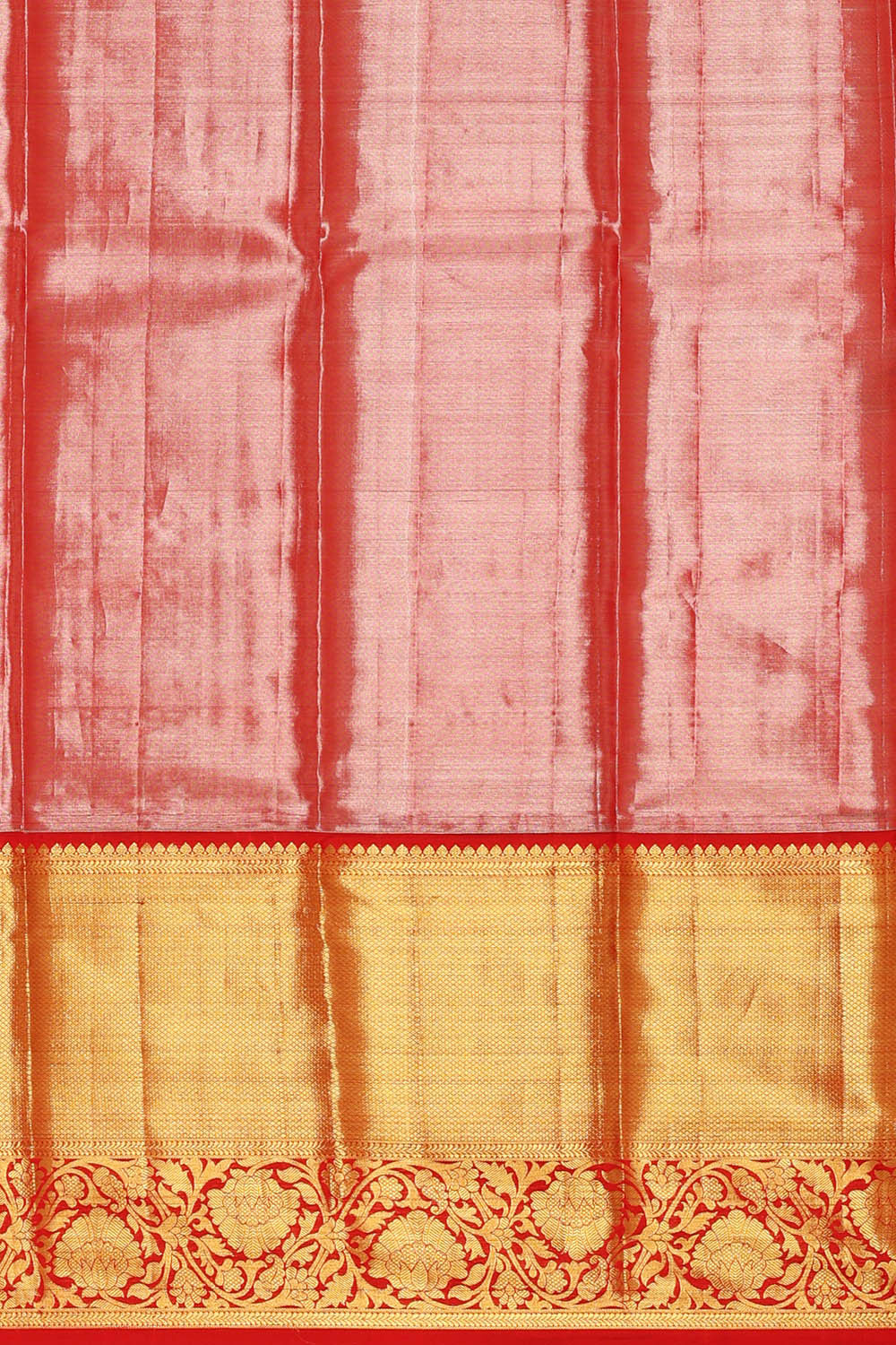 Image of Kanchipattu Onion Red Tissue Brocade Saree