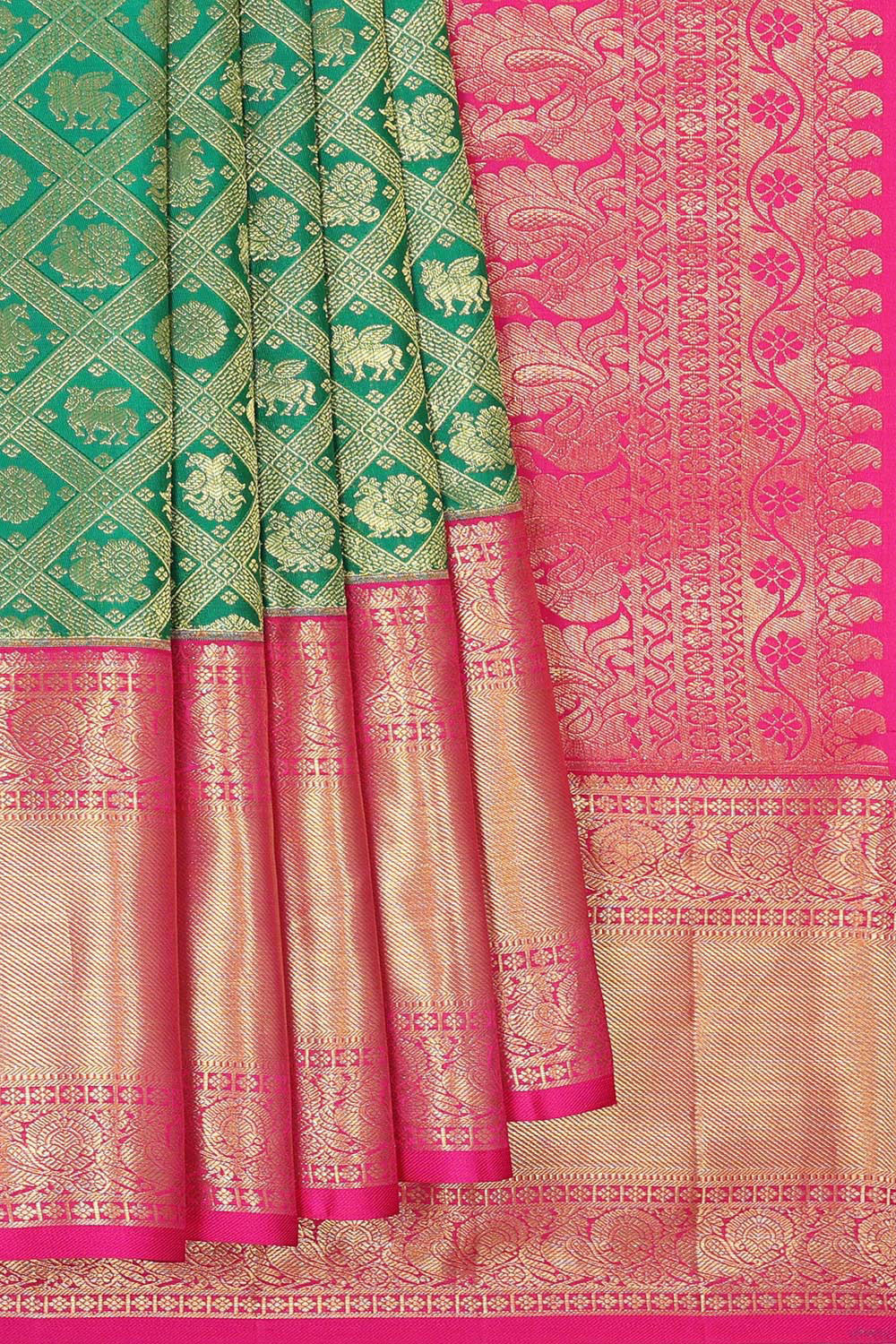 Kanchipattu Dark Green Brocade Saree