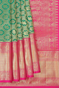 Image of Kanchipattu Dark Green Brocade Saree