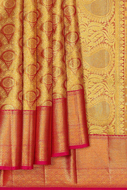 Image of Kanchipattu Red Tissue Brocade Saree