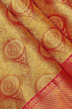 Image of Kanchipattu Red Tissue Brocade Saree