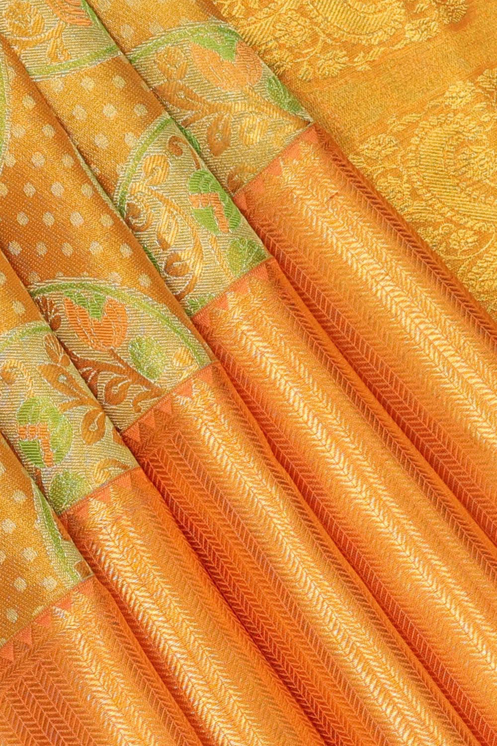 Kanchipattu Creamy Gold Tissue Brocade Saree