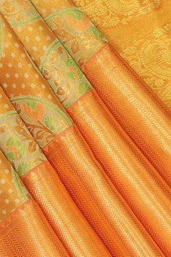 Image of Kanchipattu Creamy Gold Tissue Brocade Saree