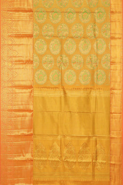 Image of Kanchipattu Creamy Gold Tissue Brocade Saree