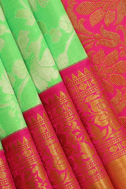 Image of Kanchipattu Bright Green Brocade Saree