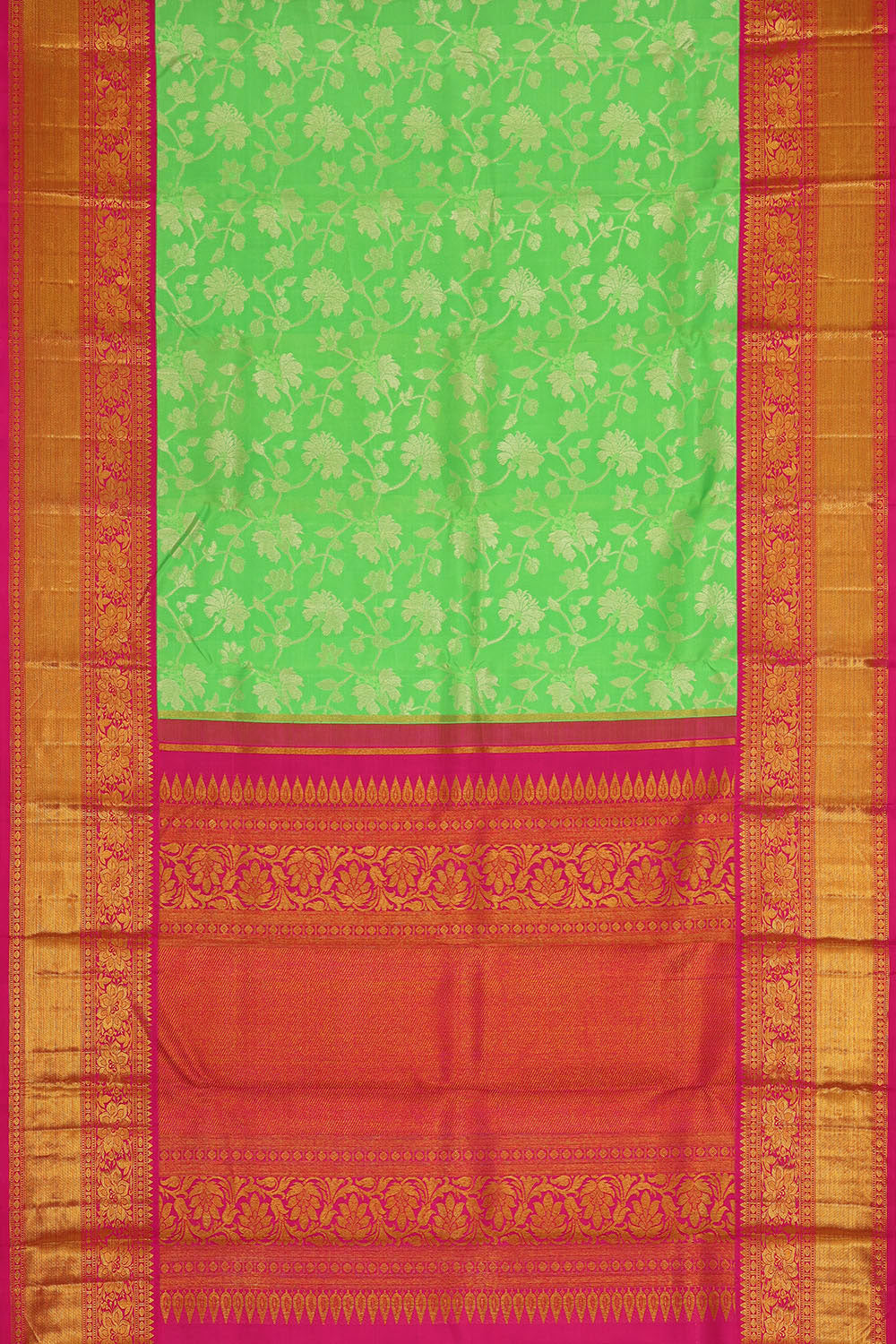 Kanchipattu Bright Green Brocade Saree