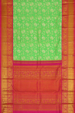 Image of Kanchipattu Bright Green Brocade Saree