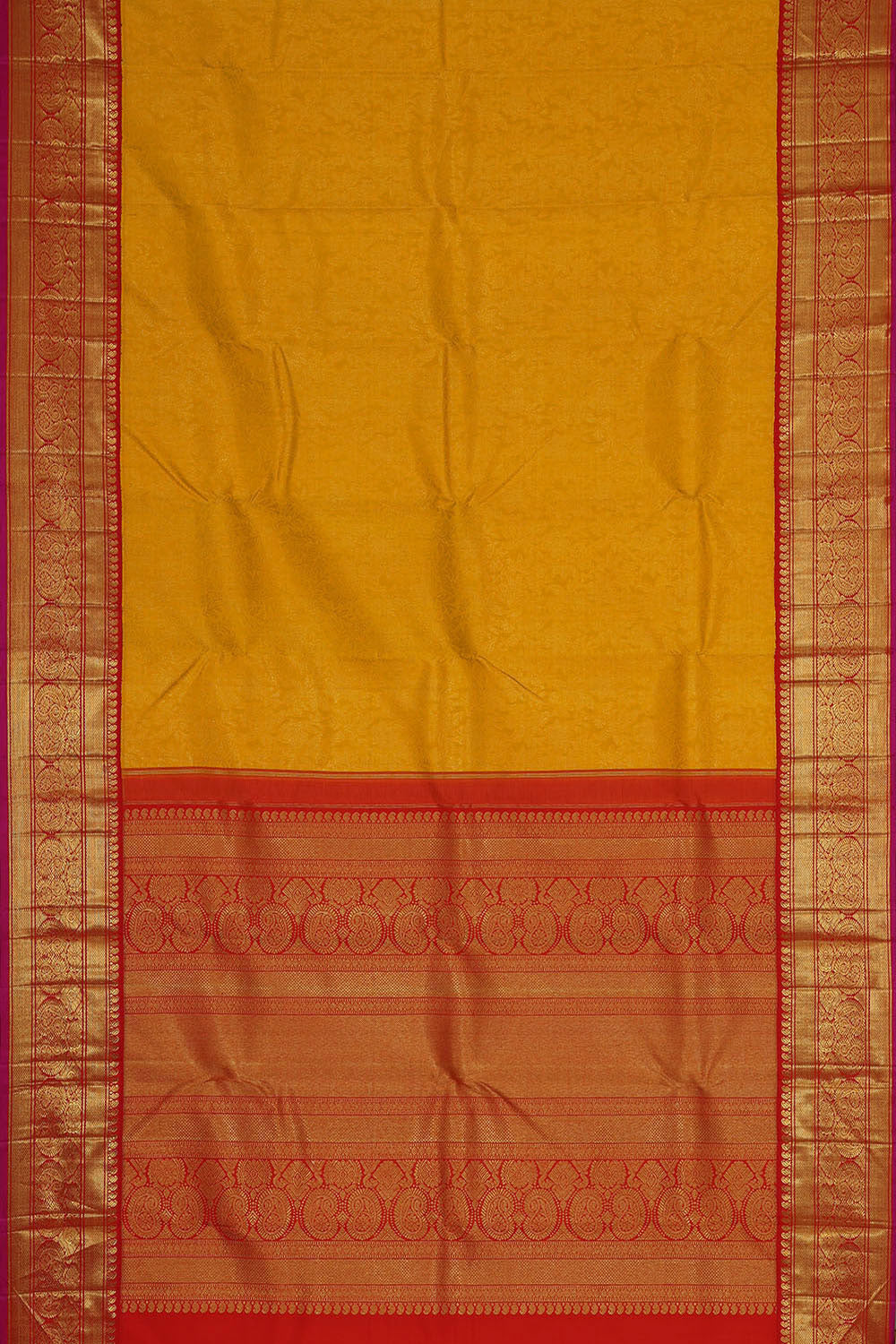 Image of Kanchipattu Mustard Yellow Brocade Saree