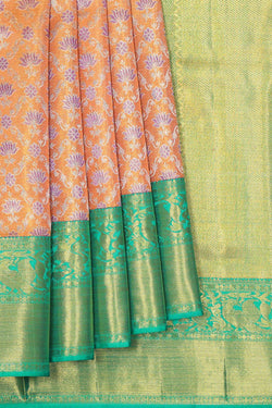 Image of Kanchipattu Peach Tissue Brocade Saree