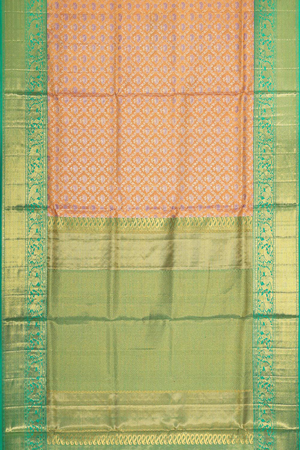 Kanchipattu Peach Tissue Brocade Saree