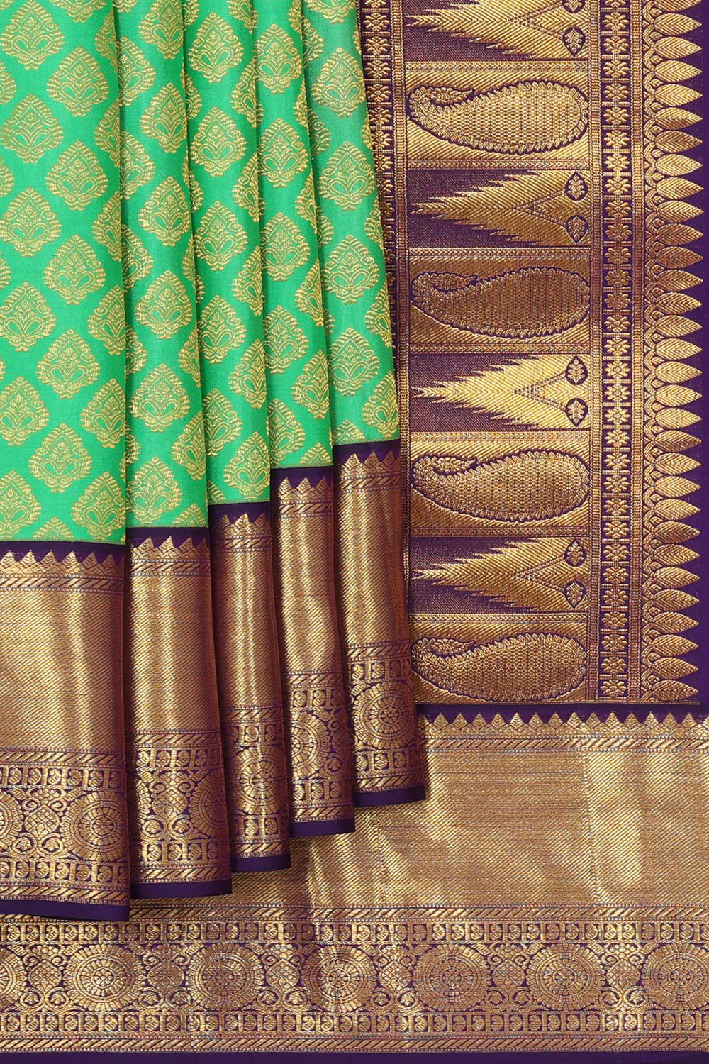 Kanchipattu Sea Green Brocade Saree