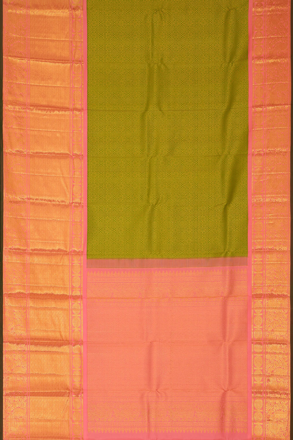 Kanchipattu Golden Green Brocade Saree