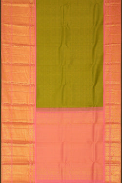 Image of Kanchipattu Golden Green Brocade Saree