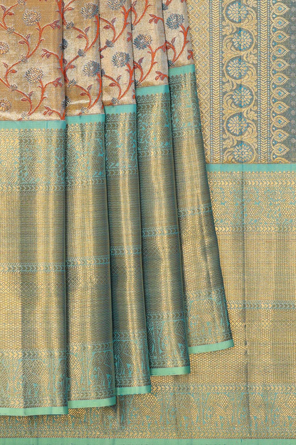 Image of Kanchipattu Golden Silver Brocade Saree