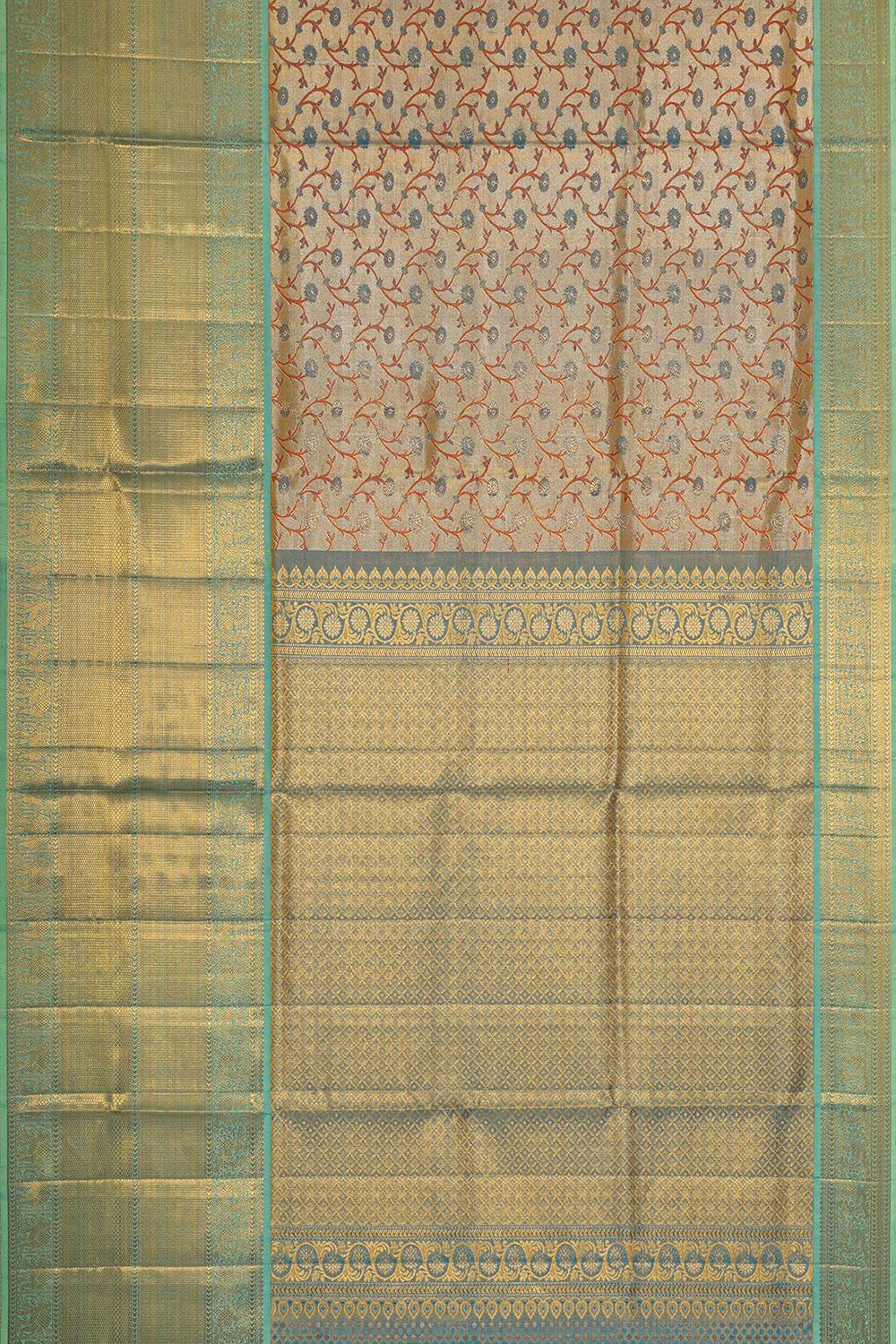 Image of Kanchipattu Golden Silver Brocade Saree