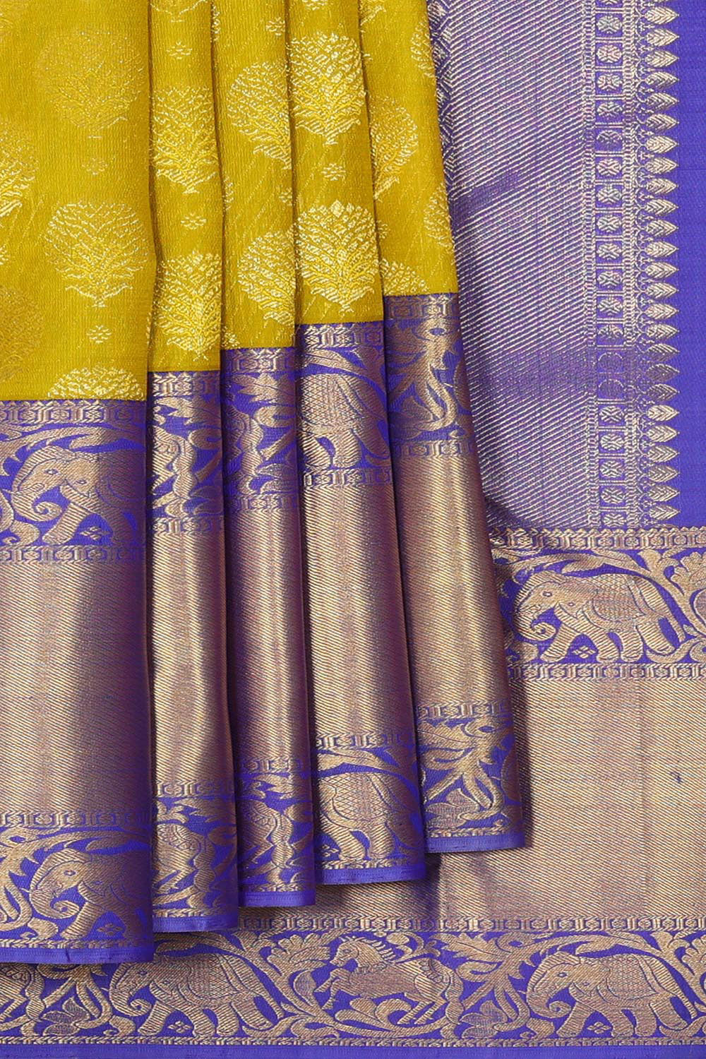 Kanchipattu Mustard Yellow Brocade Saree