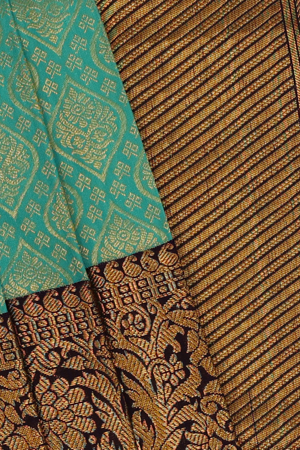 Kanchipattu Turquoise Blue Brocade Saree