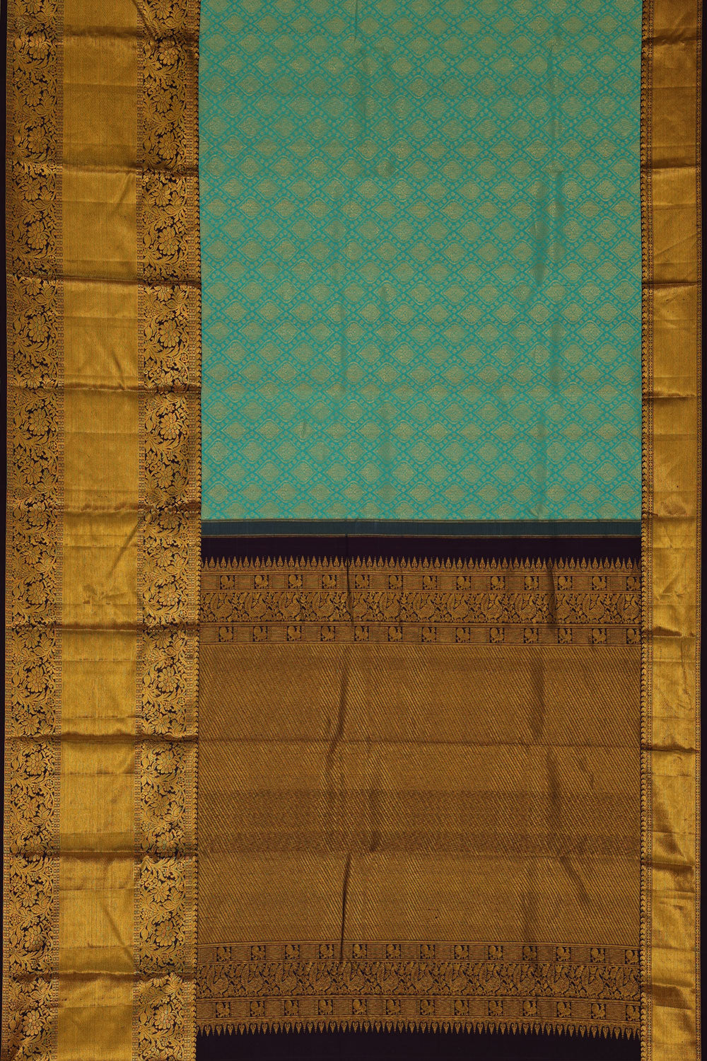 Kanchipattu Turquoise Blue Brocade Saree