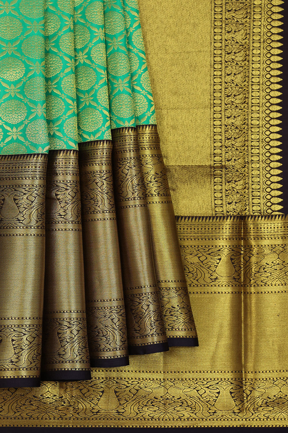 Kanchipattu Sea Green Brocade Saree