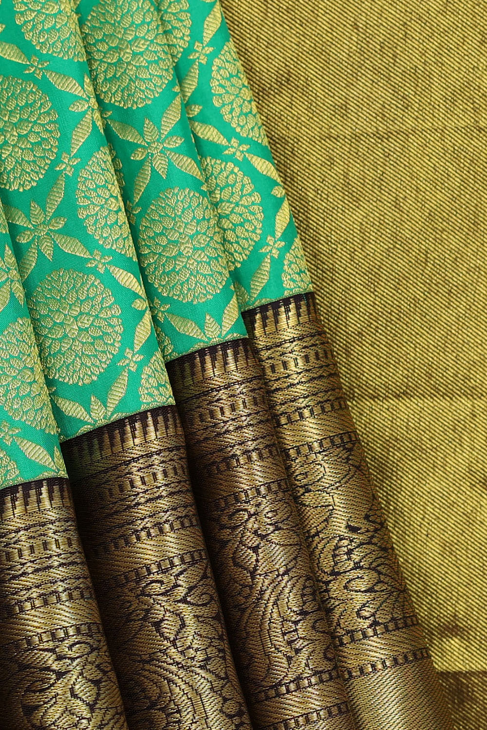 Kanchipattu Sea Green Brocade Saree