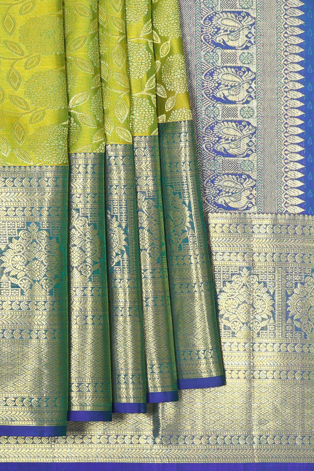 Kanchipattu Lime Green Brocade Saree