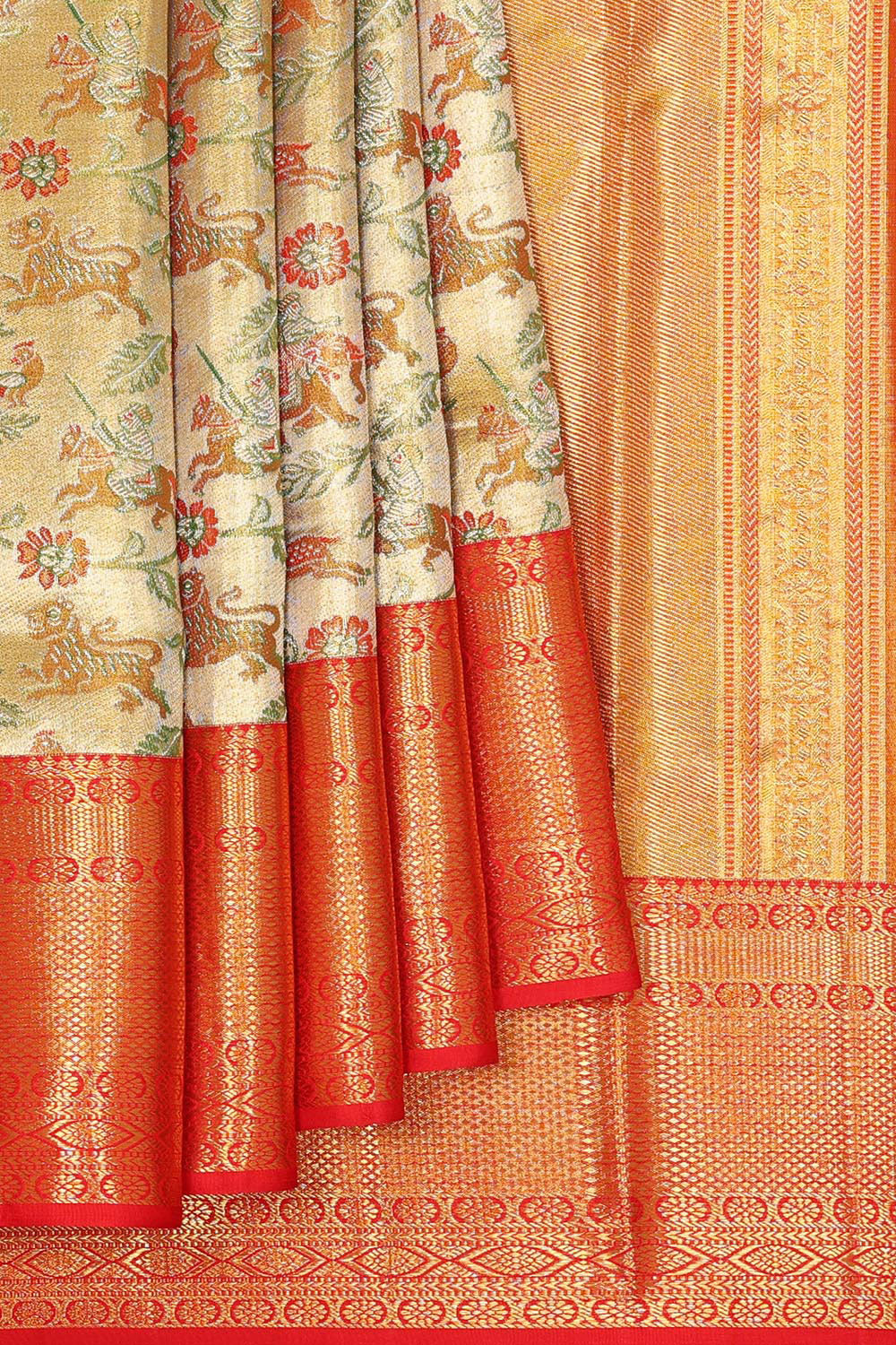 Kanchipattu Gold Tissue Brocade Saree