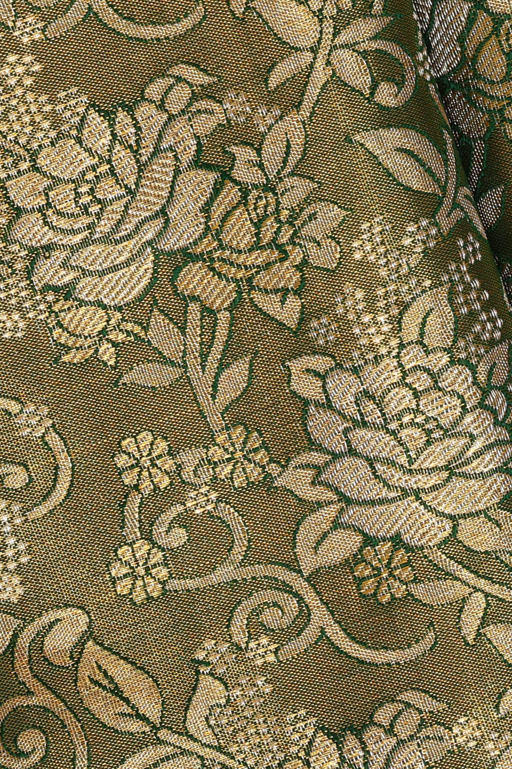 Image of Kanchipattu Golden Green Tissue Brocade Saree