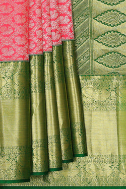 Image of Kanchipattu Light Red Brocade Saree