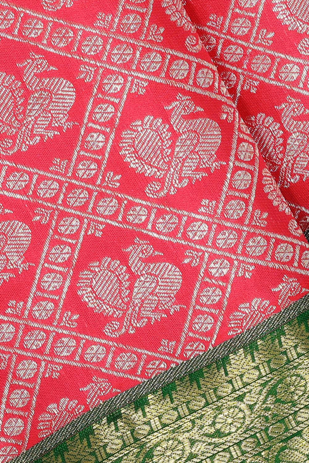 Kanchipattu Light Red Brocade Saree