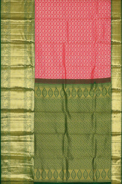 Image of Kanchipattu Light Red Brocade Saree