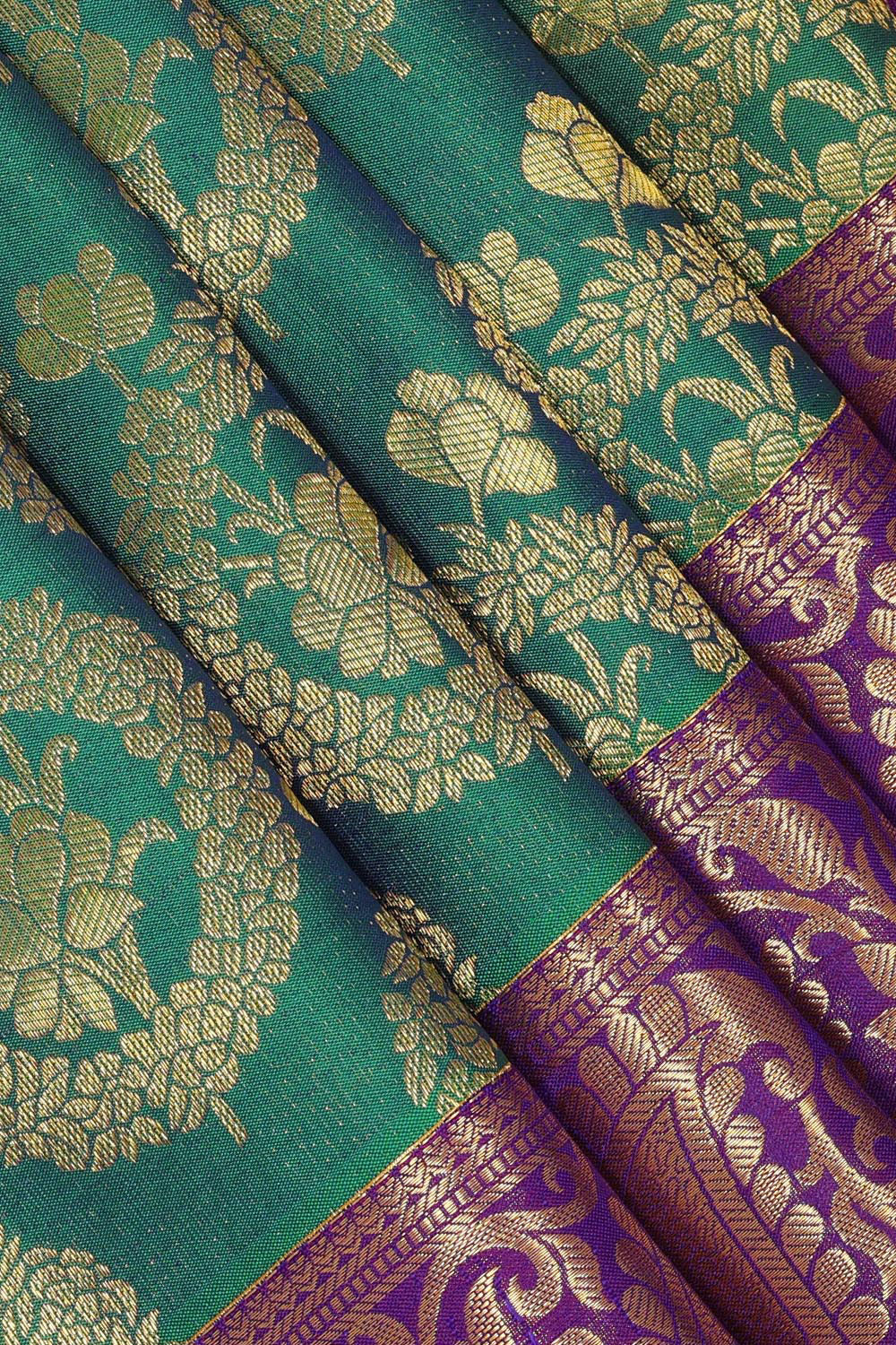 Kanchipattu Teal Green Brocade Saree