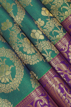 Image of Kanchipattu Teal Green Brocade Saree