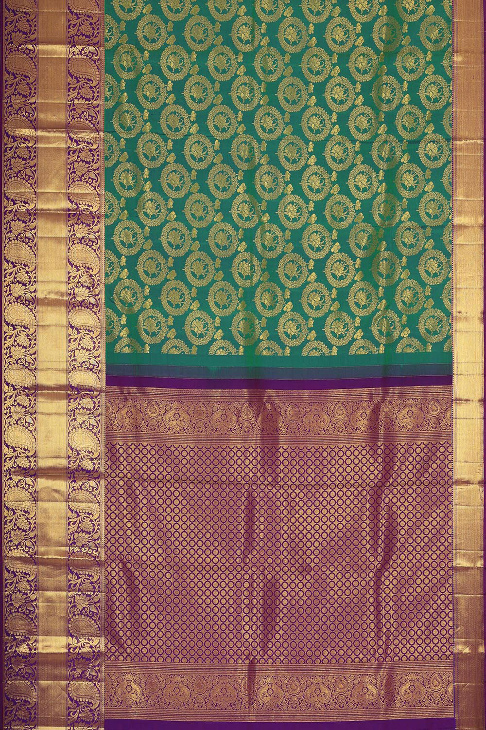 Kanchipattu Teal Green Brocade Saree