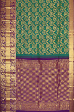 Image of Kanchipattu Teal Green Brocade Saree