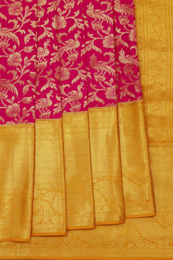 Image of Kanchipattu Reddish Pink Brocade Saree