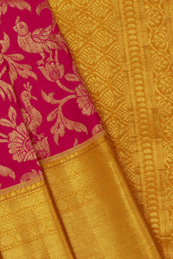 Image of Kanchipattu Reddish Pink Brocade Saree